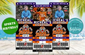 Editable Clemson Tigers Birthday Ticket Invitations Instant Download
