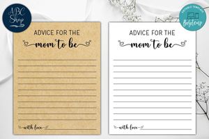 Printable Advice For The Mom To Be Baby Shower Game Instant Download