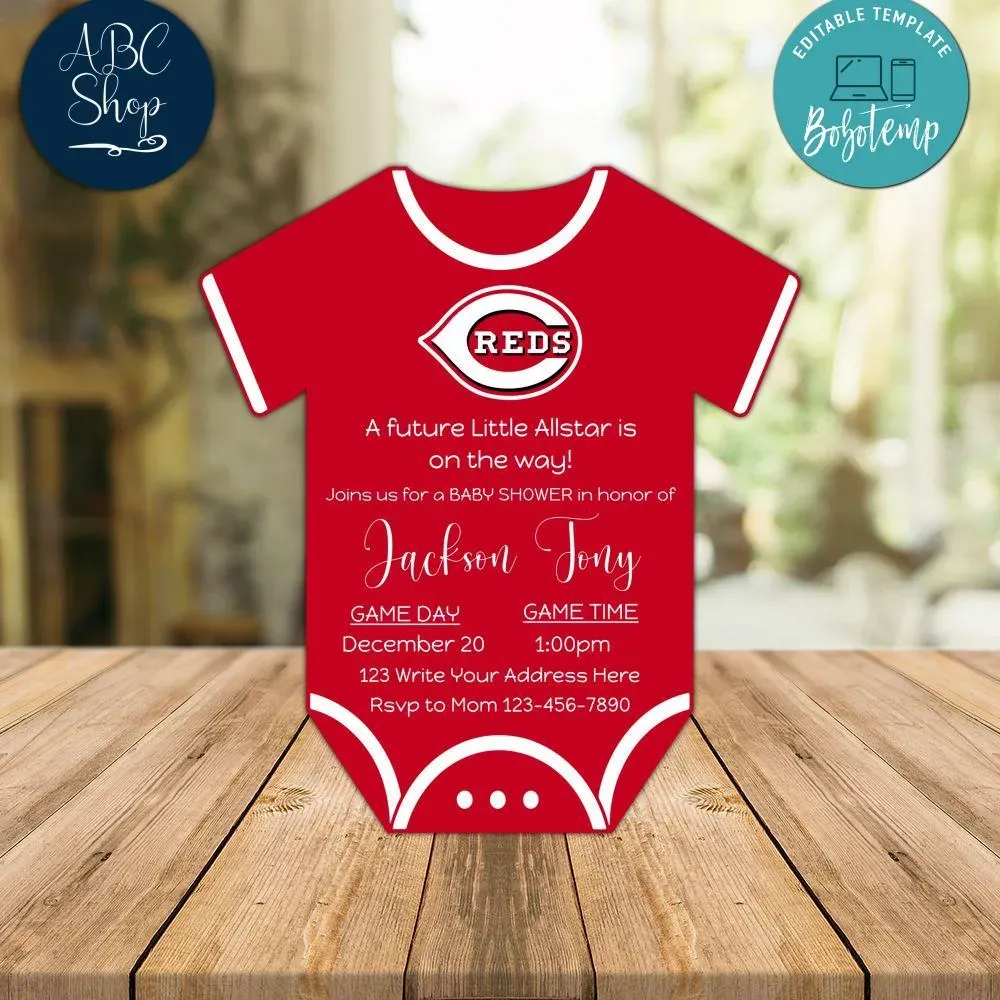 Cincinnati Reds Baby Shower Invitation Instant Download Bobotemp