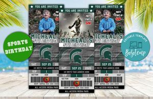 Michigan State Spartans Ticket Birthday Editable Templates Instant Download