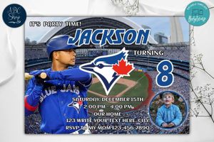 Toronto Blue Jays Birthday Invitations Template to Print at Home Instant Download