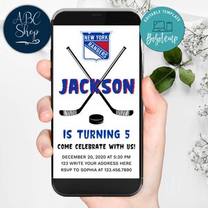 Electronic New York Rangers Electronic Invite Birthday Invitation Template Instant Download