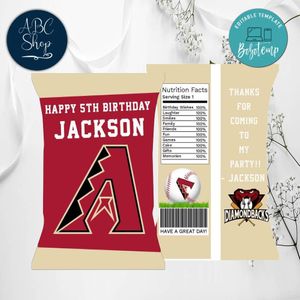 Arizona Diamondbacks Chip Bags Digital File Printable Instant Download