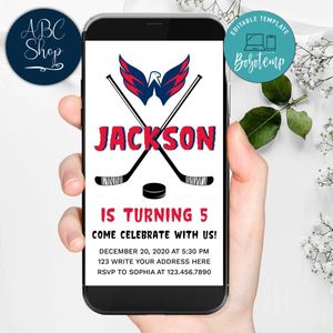 Electronic Washington Capitals Electronic Invite Birthday Invitation Template Instant Download