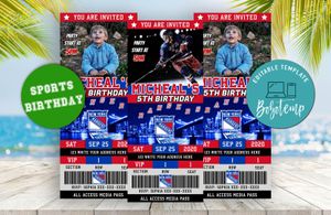Editable New York Rangers Birthday Ticket Invitation Instant Download