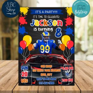 Aaron Donald Los Angeles Rams Drive By Birthday Parade Invitation Printable Instant Download