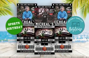 San Antonio Spurs Ticket Birthday Editable Templates Instant Download