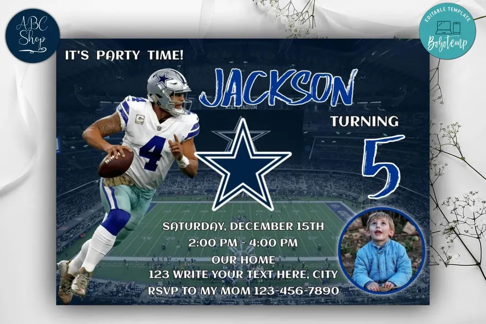 Dallas Cowboys Birthday Invitation Template to Print at Home DIY | Bobotemp