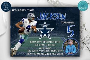 Dallas Cowboys Birthday Invites Template to Print at Home Instant Download