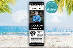 Brooklyn Nets Birthday Ticket With Photo Invitation Instant Download