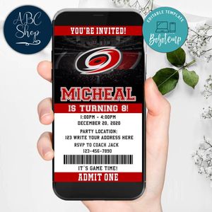 Electronic Carolina Hurricanes Birthday Invitation Instant Download