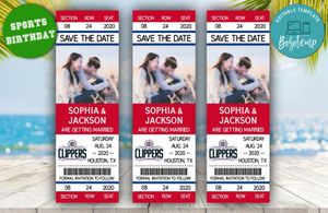 Los Angeles Clippers Save The Date Wedding Engagement Announcement Ticket Invitation Instant Download
