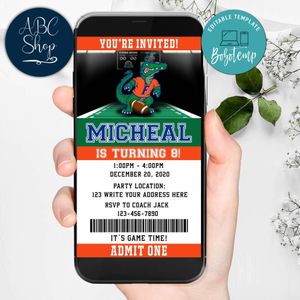 Electronic Florida Gators Electronic Invite Birthday Invitations Instant Download