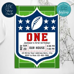 NFL First Birthday Invitation Instant Download