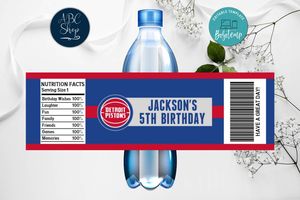 Printable Detroit Pistons Water Bottle Labels Instant Download