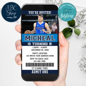 Electronic Dallas Mavericks Electronic Invite Birthday Invitations Instant Download