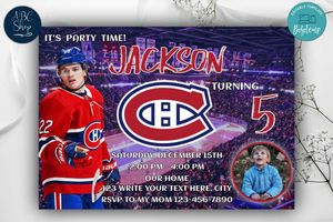 Montreal Canadiens Birthday Flyer Template to Print at Home Instant Download