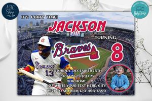 Atlanta Braves Birthday Invitations Template to Print at Home Instant Download