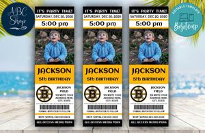 Printable Boston Bruins Birthday Ticket With Photo Invitation Instant Download