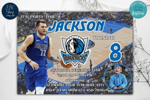 Dallas Mavericks Birthday Invitation Template to Print at Home Instant Download
