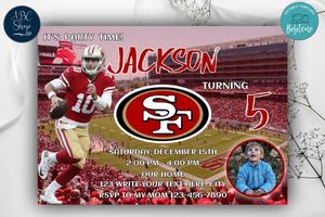 San Francisco 49ers Birthday Invitation Template to Print at Home Instant Download