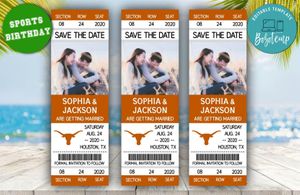 Texas Longhorns Save The Date Wedding Engagement Announcement Ticket Invitation Instant Download