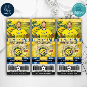 Cristiano Ronaldo Al-Nassr Ticket Birthday Editable Template Instant Download
