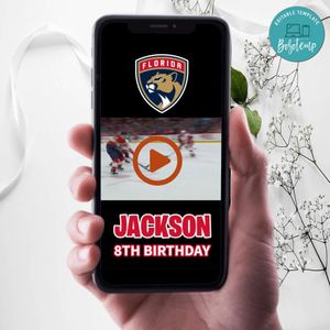 Florida Panthers Birthday Video Invitation Digital Template Customizable Instant Download