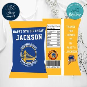 Warriors Basketball Chip Bag Digital File Printable Instant Download