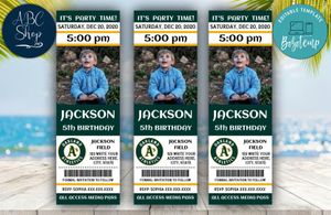 Printable Oakland Athletics Birthday Ticket With Photo Invitation Instant Download