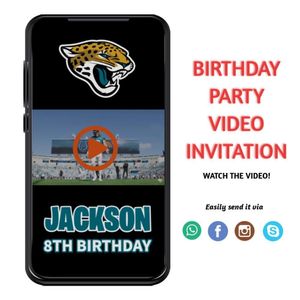 Jacksonville Jaguars Birthday Video Invitation Digital Template Customizable Instant Download