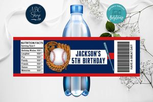 Printable Baseball Water Bottle Labels Instant Download