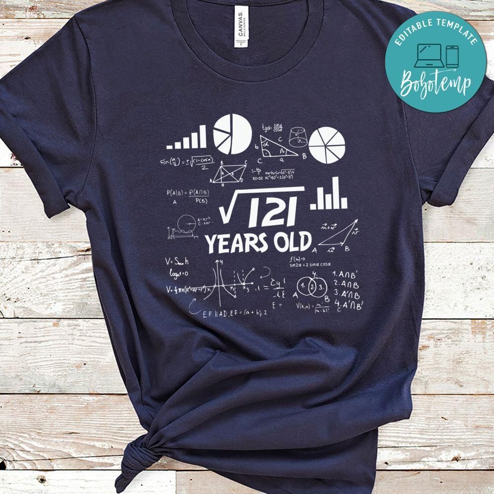 Square Root 121 11th Birthday Love Math Shirt