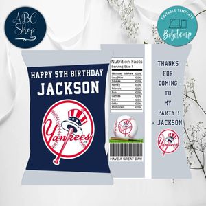 New York Yankees Chip Bags Digital File Printable Instant Download