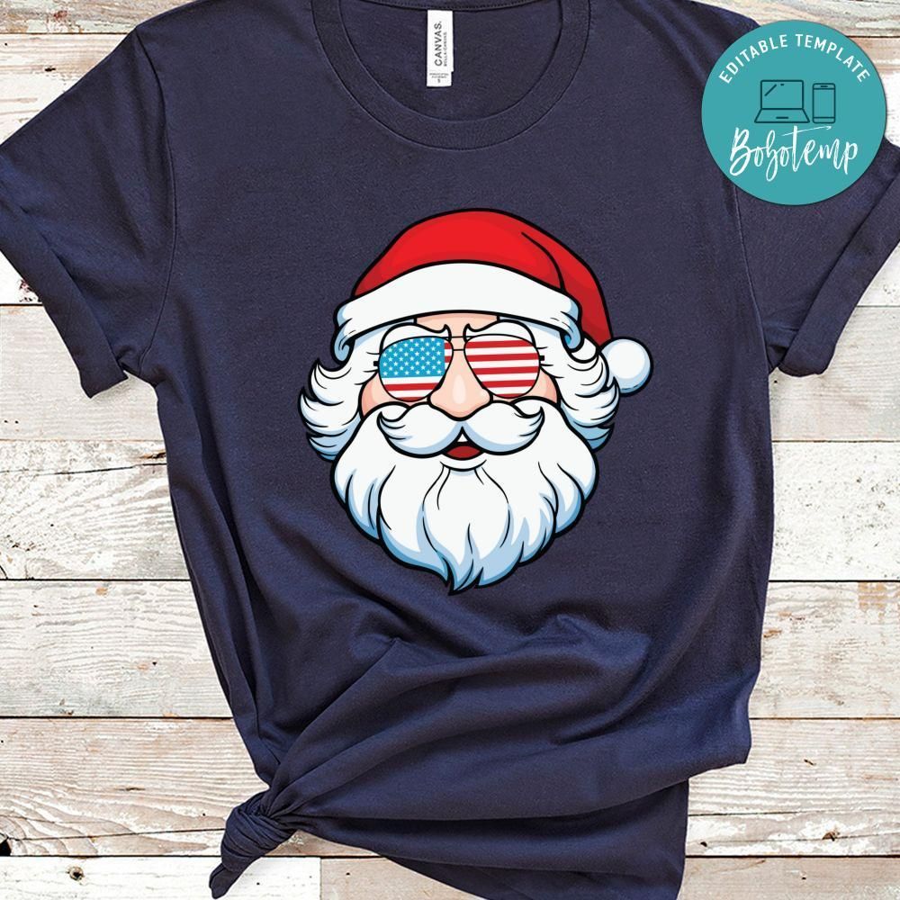 Santa Claus Patriotic USA Sunglasses Shirt