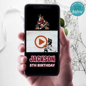 Arizona Coyotes Birthday Video Invitation Digital Template Customizable Instant Download