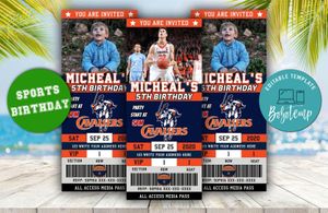Virginia Cavaliers Basketball Ticket Birthday Editable Templates Instant Download
