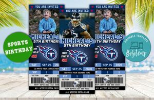 Editable Tennessee Titans Birthday Ticket Invites Instant Download