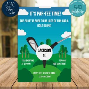 Golf Birthday Invites Instant Download