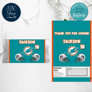 Miami Dolphins Candy Bar Wrapper Digital File Printable Instant Download