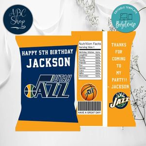 Utah Jazz Chip Bags Digital File Printable Instant Download
