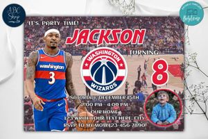 Washington Wizards Birthday Invitation Template to Print at Home Instant Download