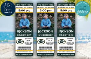 Printable Green Bay Packers Birthday Ticket With Photo Invitation Instant Download