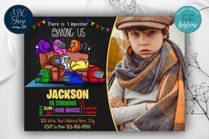 Printable Among Us With Photo Birthday Invites Instant Download