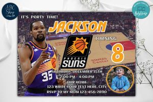 Phoenix Suns Birthday Invitation Template to Print at Home Instant Download