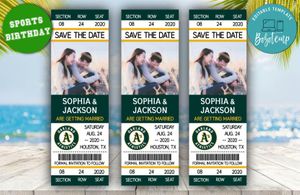 Editable Oakland Athletics  Save The Date Wedding Engagement Announcement Ticket Invitation Instant Download