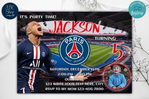 Kylian Mbappe Birthday Invitations Template to Print at Home Instant Download