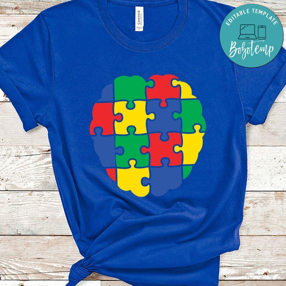 Autism Brain Puzzle Colorful Shirt