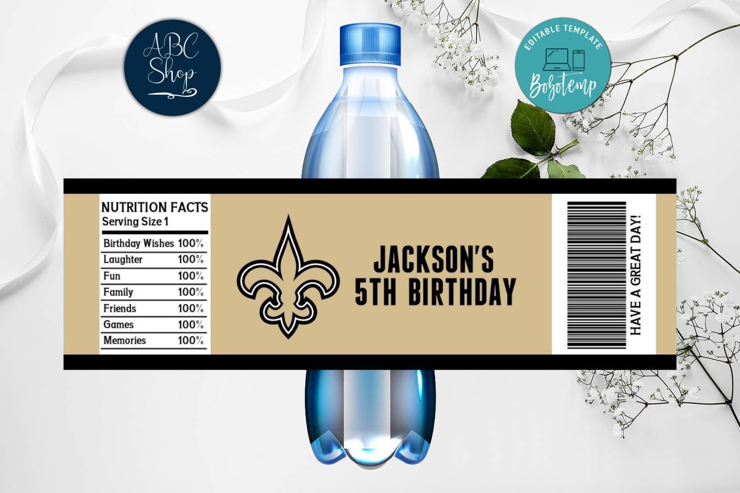 Printable New Orleans Saints Water Bottle Labels Instant Download ...