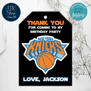 New York Knicks Birthday Thank You Tags Instant Download